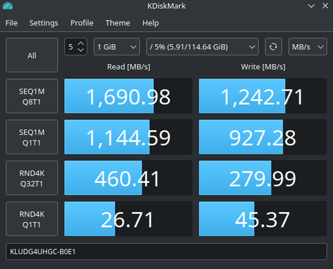 KDiskMark on Radxa Dragon-Q6A